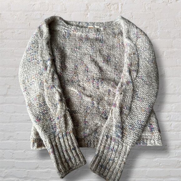 Hugo Boss Orange Soft Gray Speckled Cable Knit Sweater - Women's Size Small - Picture 1 of 6